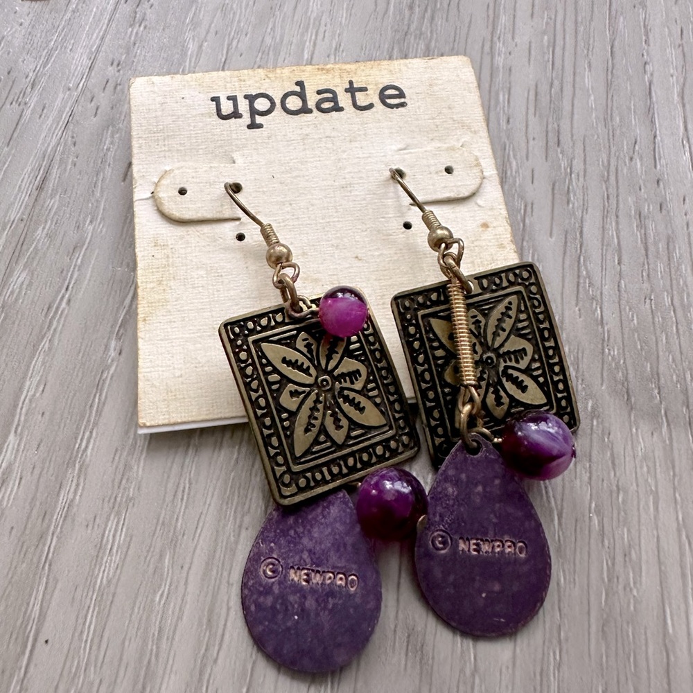 Purple dangle earrings